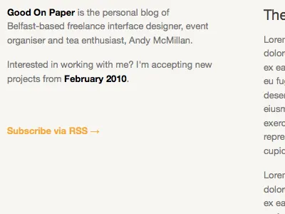 Good On Paper blog cream design helvetica orange yellow