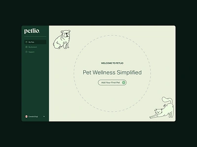 Petlio – Portal UI cat dashboard dog green health online pet pets portal product testing typography ui ux web website