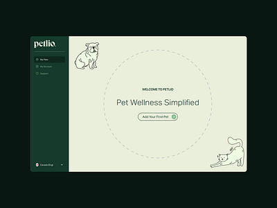 Petlio – Portal UI cat dashboard dog green health online pet pets portal product testing typography ui ux web website