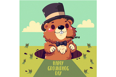 Happy Groundhog Day Background adventure animal cartoon celebration character cute day festival forest greeting groundhog happy holiday mascot nature outdoor season seasonal spring sunny