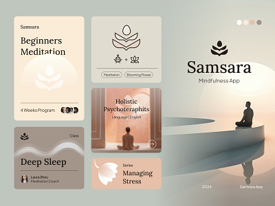 Samsara - Mindfulness App agency branding business card company design digital fitness graphic design guideline health illustration logo marketing meditation minfulness psychoteraphis psycology ui yoga