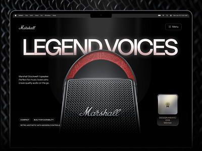 Marshall Product Website audio bold design clean ecommerce homepage landing landing page music product product landing page product website shop sound speaker store ui website