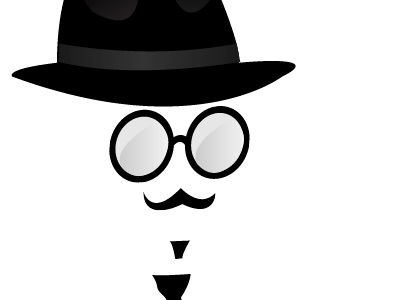 P.I. hat illustration mustache pi spectacles tie