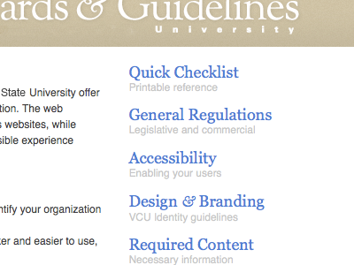 Web Standards & Guidelines ui website