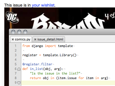 Django Template Filter batman black comicbinder comics django white