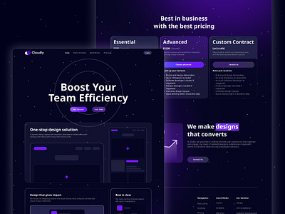 Business Software Landing Page in Dark Mode business dark mode design software ui ux website design