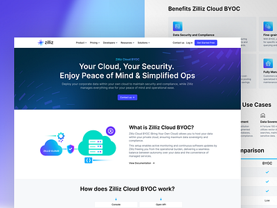 BYOC Product Page, Cloud Service, Zilliz Cloud, Comparison ai infra byoc cloud landingpage website