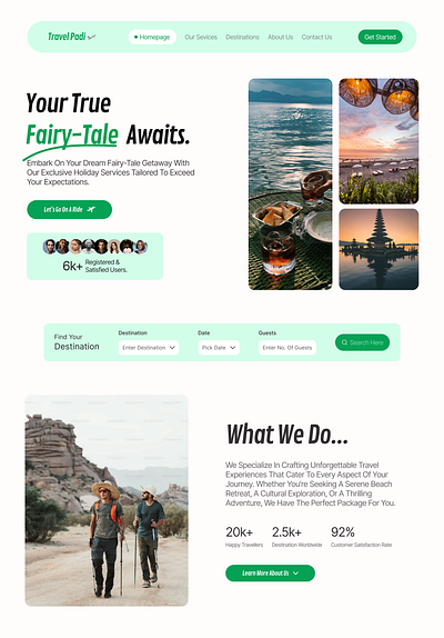 Landing page for a Travel Agency graphic design ui