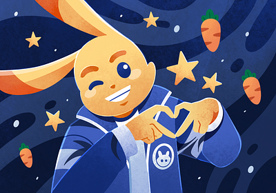 Celebrate 40,000 customers! 🚀 blog blog illustration bunny bunny cdn bunny.net cdn character cute global illustration mascot milestone procreate texture