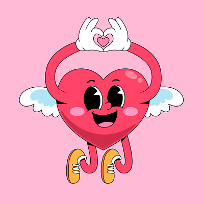 Cartoon love branding cartoon character colorful cute design funny graphic design heart illustration logo love retro ui valentine