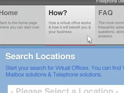 Virtual Offices Menu & Search box menu navigation office