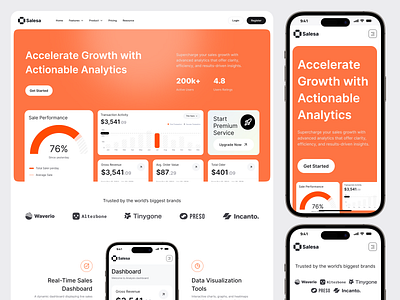 Salesa - Sales Analytics Landing page analytics analytics website clean design financial landing page marketing marketing site marketing website sales sales dashboard sales landing uiux web design