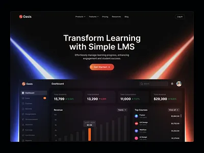 Oasis LMS Landing Page ai landing page ai website clean home page landing page design modern ui ux web web design web site web site design webpage