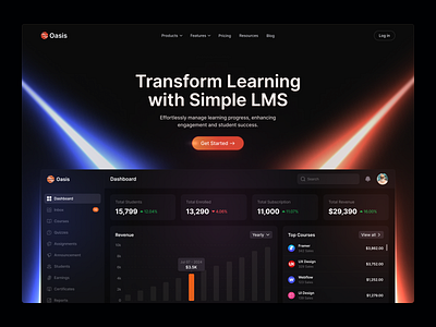 Oasis LMS Landing Page ai landing page ai website clean home page landing page design modern ui ux web web design web site web site design webpage