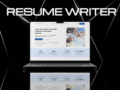 Resume Writing Company Website b2c website blue design brand design branding hero section design official website portfolio product design product offering resume writing service provision ux design web design website website design