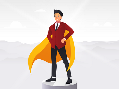 Flat Gradient Illustration - UMY Students as Superhero businessman conquer flat gradient graphic design hero illustration leader rank ranked social media student superhero university