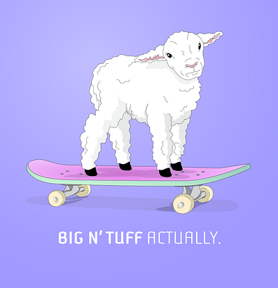 Big n tuff art badass design illustration illustrator lamb purple sheep skateboard vector