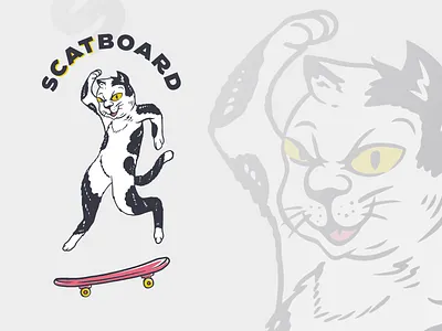 sCATboard animal apparel apparel design cat cat lover cute extreme sport funny godzilla illustration kitten kitty meme skareboard skate skateboarder skater sport t shirt design wutang