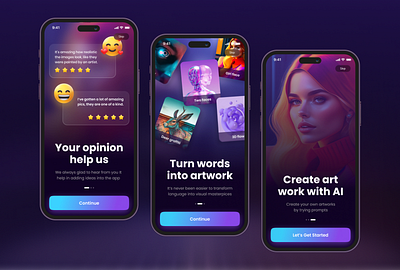 Onboarding Visual AI App ai app app design app onboarding creative ui design mobile app design onboarding ui ux