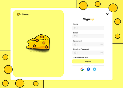 Cheese maker website signup page branding graphic design ui