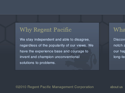 Regent Pacific Footer footer website