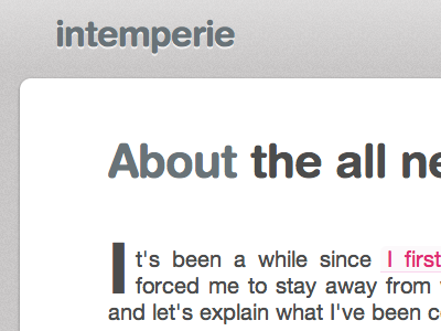 @intemperie css3 grey helvetica html5 intemperie pink rounded typography web white