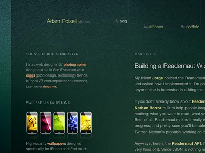 New stylesheet, never used green helvetica transparency web