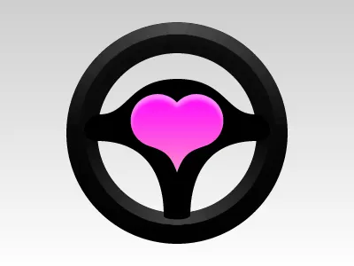 Miss Car Steering Wheel 3d car heart illustration logo pink round steering wheel