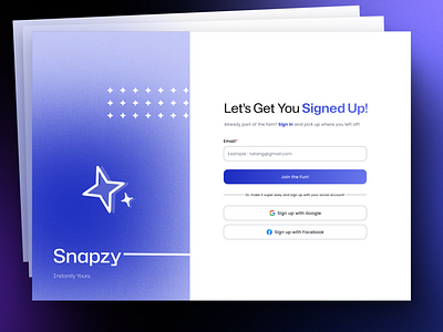 Snapzy - Registration Page form design register register page registration registration page typography ui ui design user interface user interface design ux web design website design