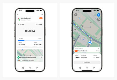 Marathon App app component design design system figma fitness landing page light mode maps marathon metrics minimalist modals phone popover travel ui ui design ui kit widget