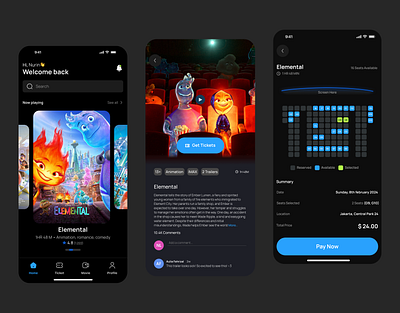 CinemaGo - Movie app booking booking ticket cinema cinema ticket cinemas clean design imdb mobile mobile app movie app movies netflix stream streaming streaming movie ticket ui design ux