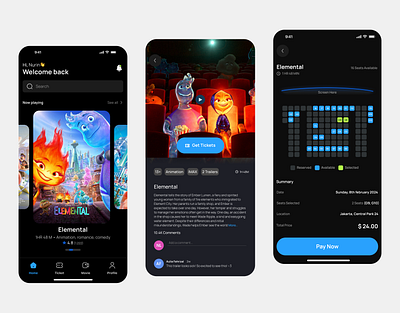 CinemaGo - Movie app booking booking ticket cinema cinema ticket cinemas clean design imdb mobile mobile app movie app movies netflix stream streaming streaming movie ticket ui design ux