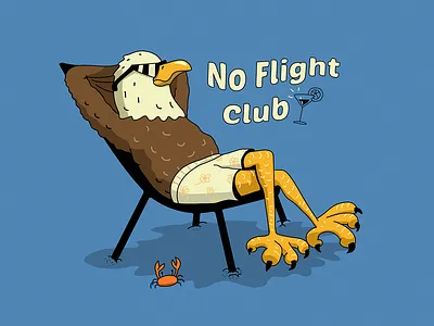 No Flight Club beach vibes blue branding eagle illustration minimal tees tshirt design