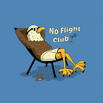 No Flight Club beach vibes blue branding eagle illustration minimal tees tshirt design