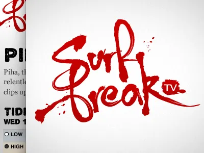 Surfbreak logo hand drawn ink logo red surf