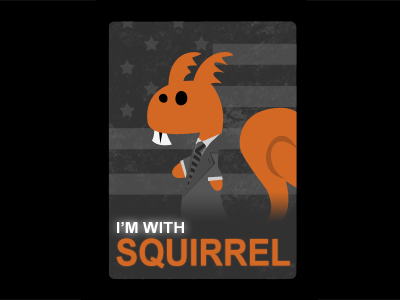 I'm With Squirrel (Full Badge) black grey orange talk show