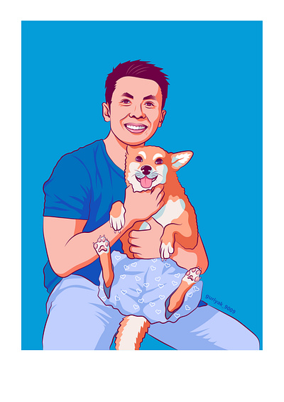 Ross Draws & Milo cartoon character cute design digital art dog human illustration illustrator minimal portrait ross draws vector