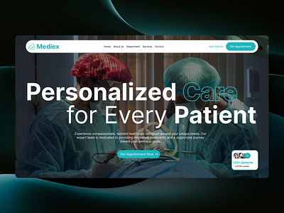 Hero Section design for medical industry animation framer ui ux web design webflow website