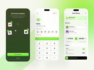 Money Transfer Mobile App app banking finance app fintech application mobile mobile app mobile app design mobile ui design money money t raseluix07 ui ui ux design ux wallet app