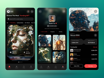 Future of Art Collection: NFT App UI checkout ui dark app ui dark ui design agency graphic design illustration indian design agency nft nft app nft app ui nft collection ui nft dark ui ui ux