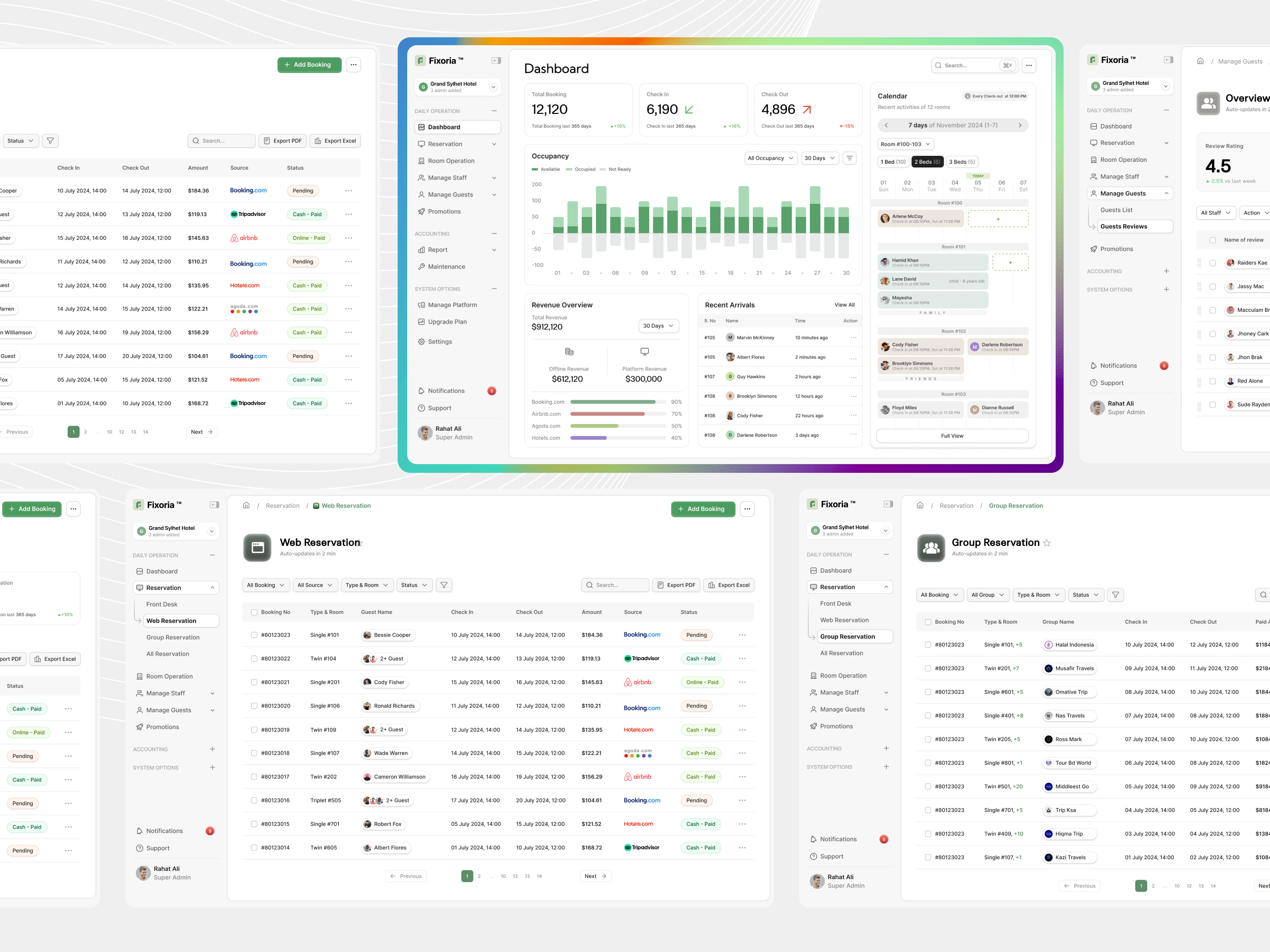 SaaS Hotel Software UI - Showcase