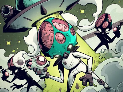 Brain Aliens from Blupla! 👽🛸 aliens animation art artwork assets book cover comic design digital art extraterestrial graphic graphic design graphic novel illustration invader space space craft spaceship tech technology