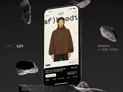 K57 — Online Store Behance Case 3d 3d design case study clothing store ecommerce ecommerce design experience design mobile app mobile design mobile store online store store design ui design