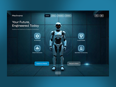 Robot Store Concept Design ai artificial intelligence futuristic home homepage landing navigation products robot robot store robots store ui ux web design