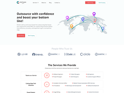 Centranix home page landing page outsorcing ui ux web design website home page desing