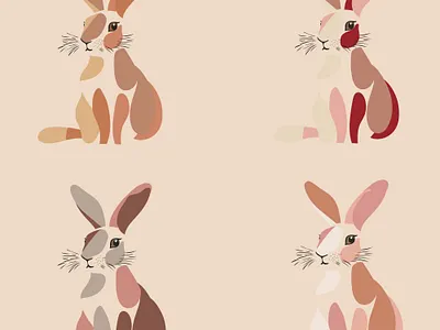 A set of cute bunnies painted in watercolor style app branding design graphic design illustration logo typography ui ux vector