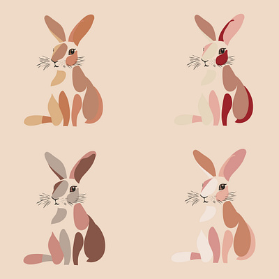 A set of cute bunnies painted in watercolor style app branding design graphic design illustration logo typography ui ux vector