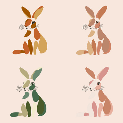 A set of cute bunnies painted in watercolor style harmonious col app branding design graphic design illustration logo typography ui ux vector