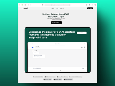 Landing Page of INSIGHT GPT branding design ui
