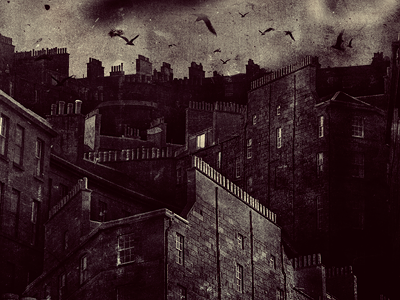 Stockbridge Chimneys birds chimneys dark edinburgh montage rooftops seagulls stockbridge